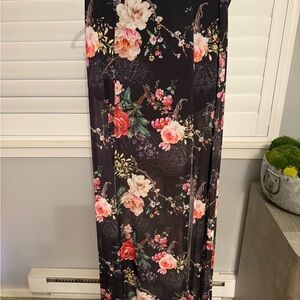 AFRM Floral Black Maxi Skirt